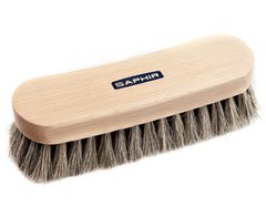 Щетка для обуви Saphir Natural Horsehair Brush, натуральный конский волос, колодка - бук, 21см